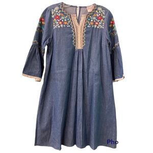 HAYDEN Denim Dress with Embroidery